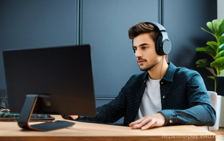 연주가 경력 발전을 위한 온라인 코스 추천 - **"A young adult, mid-20s, with a focused yet enthusiastic expression, is seated at a modern home st...