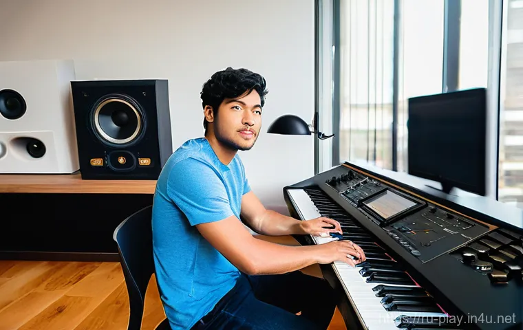 연주가 경력 발전을 위한 온라인 코스 추천 - **"A female singer, late 20s, stands elegantly, passionately performing into a vintage-style studio ...