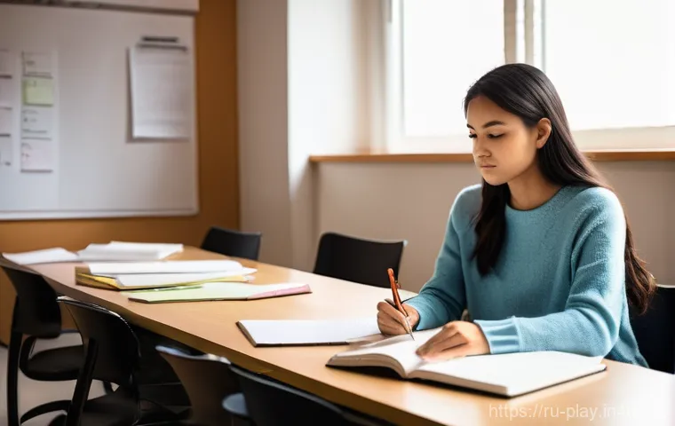 연주가가 실기 시험 후 피드백 받는 방법 - **Prompt 1: Deciphering the Commission's Non-Verbal Cues**
    "A young, earnest student, perhaps a ...