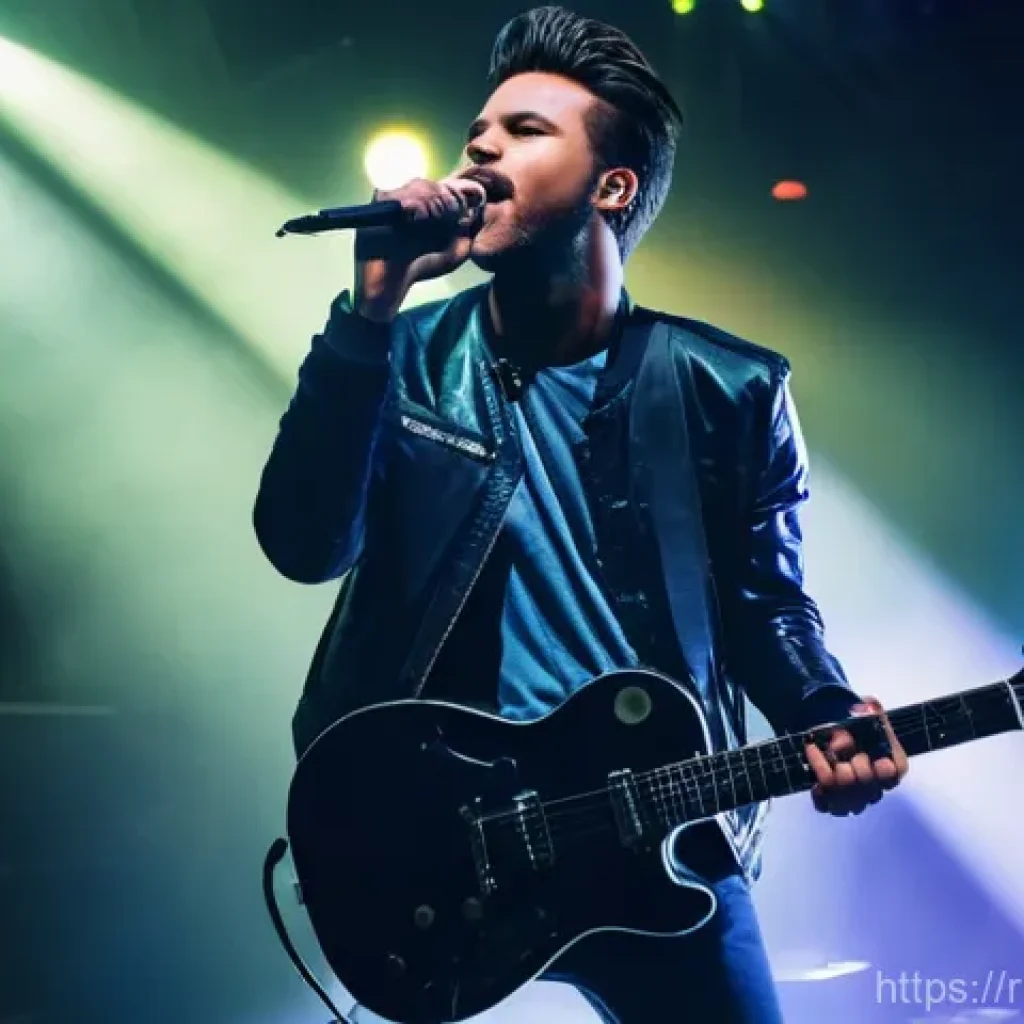 연주가 경력 인증을 위한 포트폴리오 작성법 - **A dynamic and charismatic male musician in his late 20s, performing live on a well-lit stage. He i...