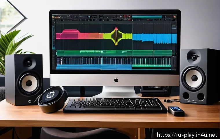 연주가가 꼭 알아야 할 음악 장비 - A modern home music studio setup featuring a Focusrite Scarlett 4th Gen audio interface connected to...