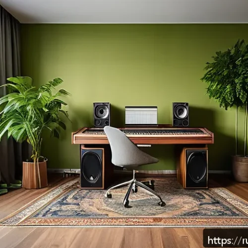 Home 29 연주가 이직 후 적응기 - A modern creative workspace for a musician in Russia, featuring a cozy room with a large wooden desk...